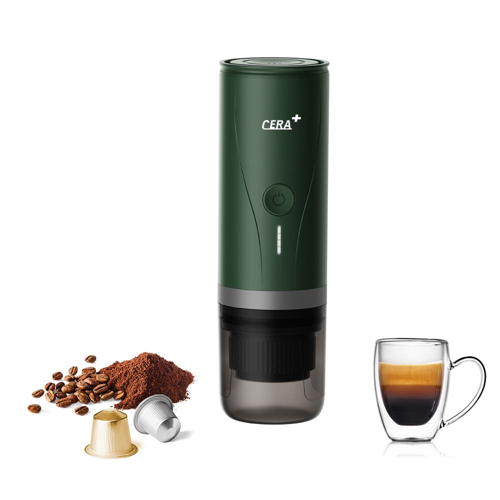 Green CERA+ PCM03 with espresso and coffee beans