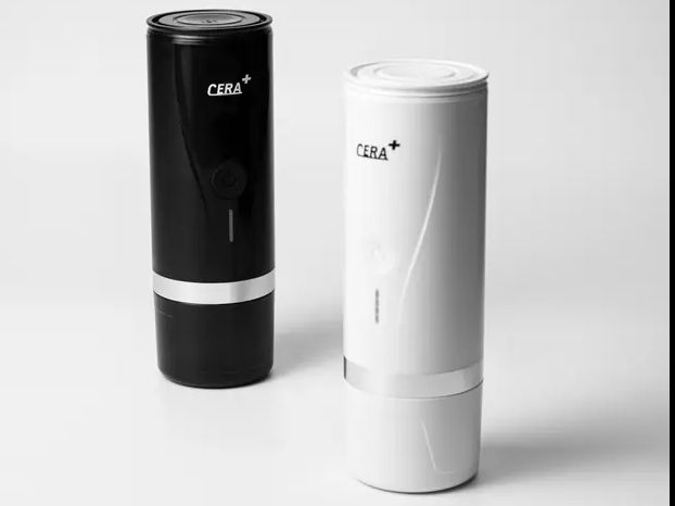 Black and white CERA+ PCM01 portable espresso machines