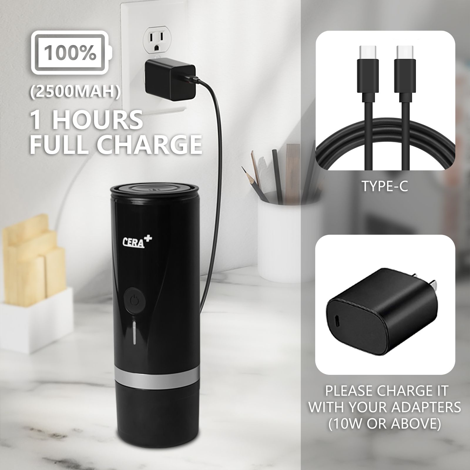 CERA+ PCM01 fast-charge cable and adapter set